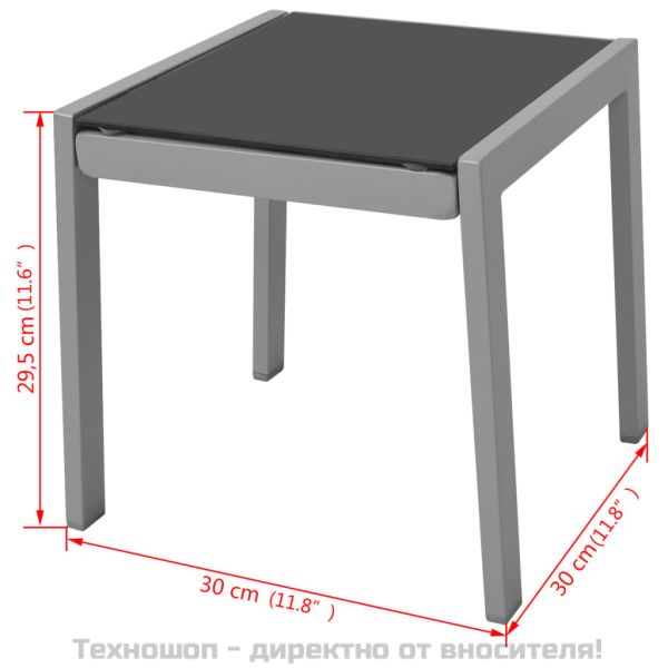 Шезлонги с маса, алуминий, черни
