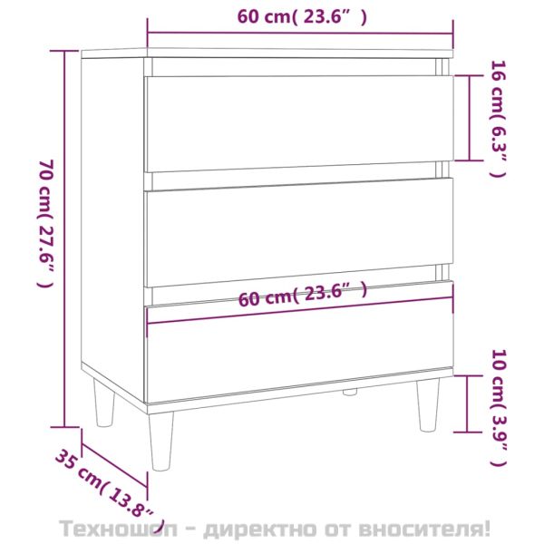 Сайдборд, дъб сонома, 60x35x70 см, инженерно дърво
