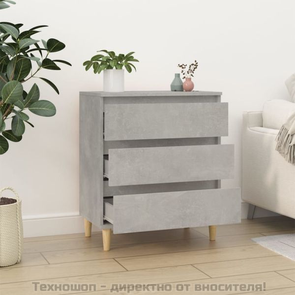 Сайдборд, бетонно сив, 60x35x70 см, инженерно дърво