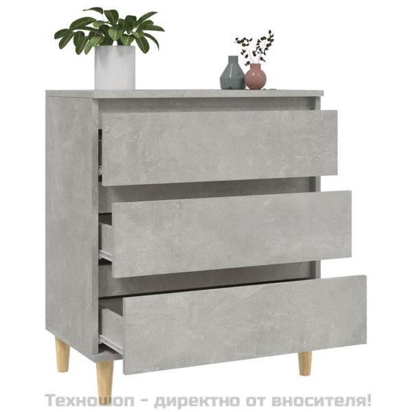 Сайдборд, бетонно сив, 60x35x70 см, инженерно дърво