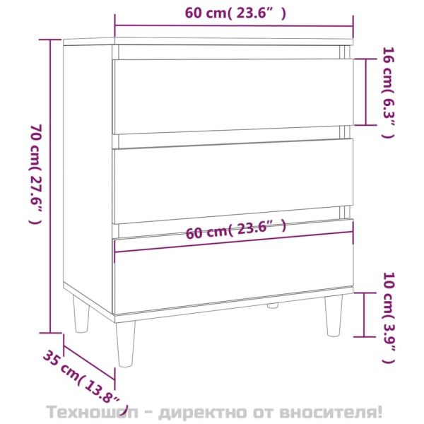 Сайдборд, сив сонома, 60x35x70 см, инженерно дърво