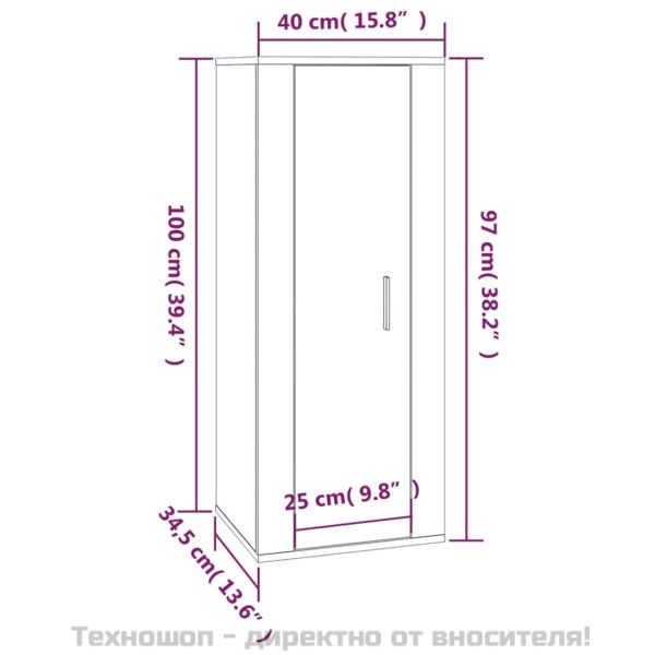ТВ шкаф за стенен монтаж, кафяв дъб, 40x34,5x100 см