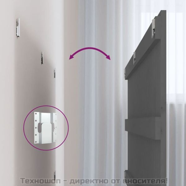 Стенна табла за спалня, сива, 127,5x3x60 см, борово дърво масив