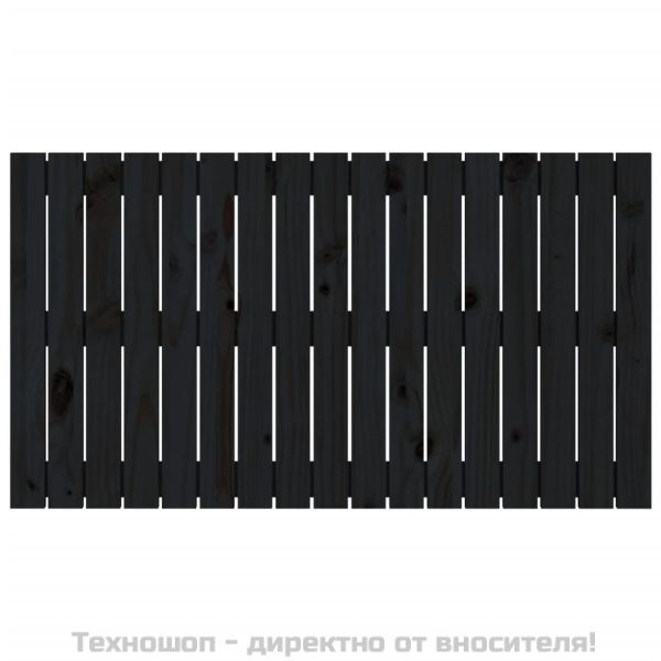 Стенна табла за спалня, черна, 108x3x60 см, борово дърво масив