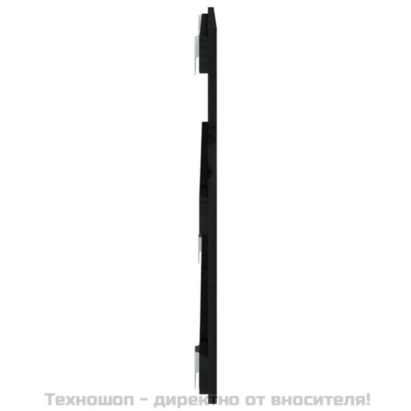 Стенна табла за спалня, черна, 108x3x60 см, борово дърво масив