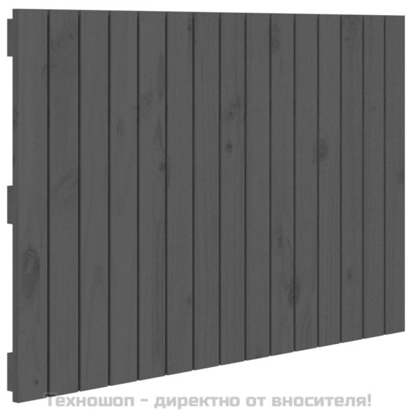 Стенна табла за спалня, сива, 95,5x3x60 см, борово дърво масив