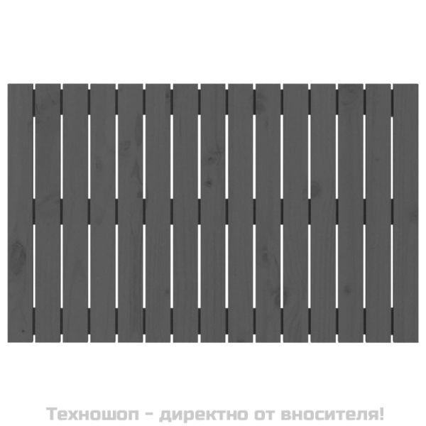 Стенна табла за спалня, сива, 95,5x3x60 см, борово дърво масив