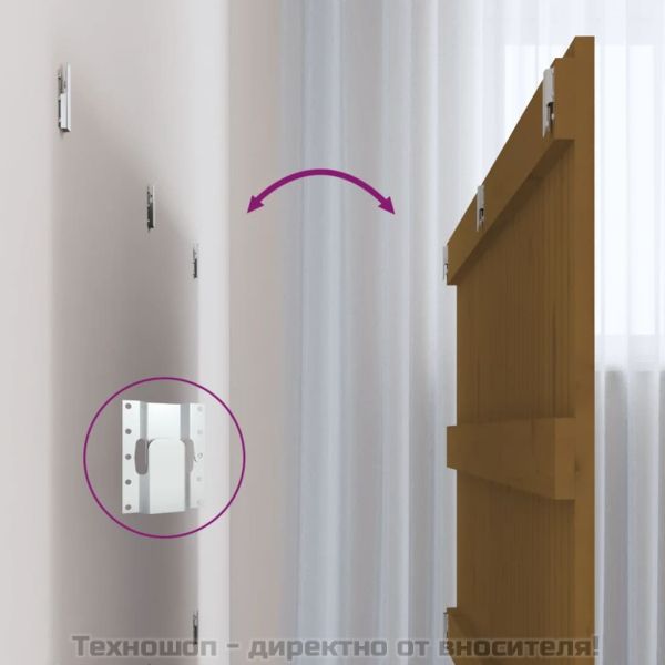 Стенна табла за спалня, меденокафява, 127,5x3x60 см, бор масив