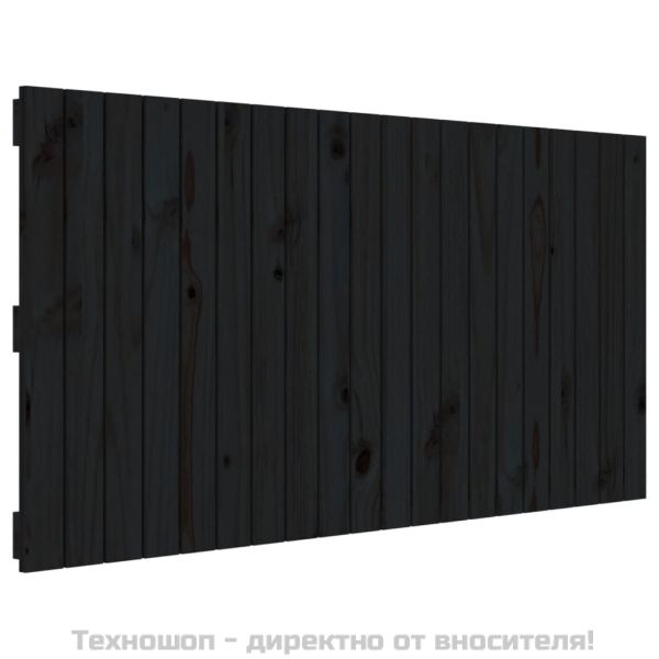Стенна табла за спалня, черна, 127,5x3x60см, борово дърво масив