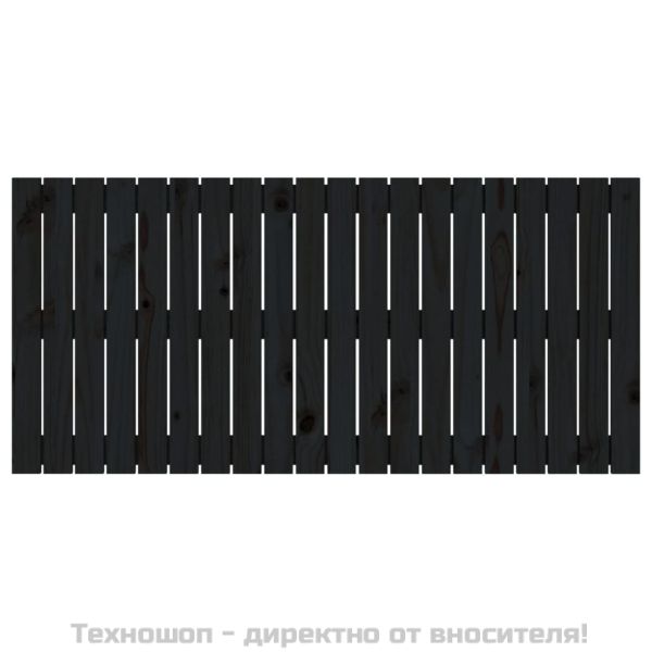 Стенна табла за спалня, черна, 127,5x3x60см, борово дърво масив