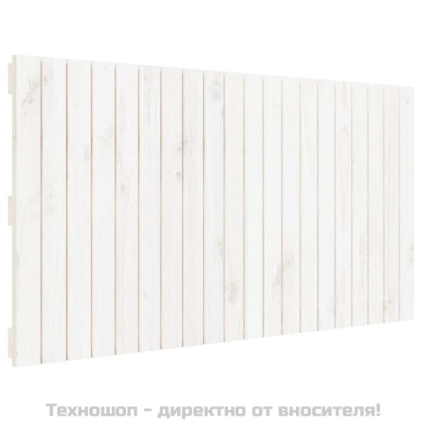 Стенна табла за спалня, бяла, 127,5x3x60 см, борово дърво масив