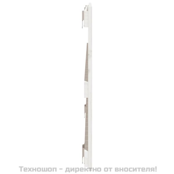 Стенна табла за спалня, бяла, 127,5x3x60 см, борово дърво масив