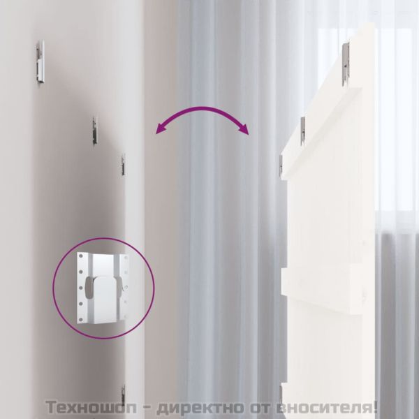 Стенна табла за спалня, бяла, 127,5x3x60 см, борово дърво масив