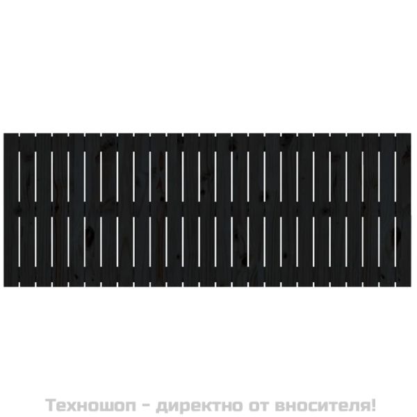 Стенна табла за спалня, черна, 159,5x3x60см, борово дърво масив