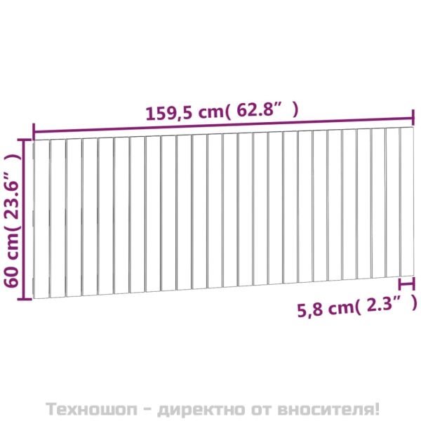 Стенна табла за спалня, черна, 159,5x3x60см, борово дърво масив