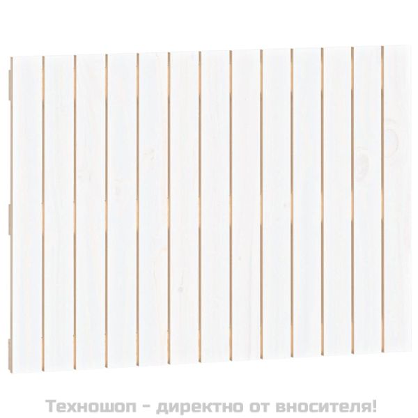Стенна табла за спалня, бяла, 82,5x3x60 см, борово дърво масив