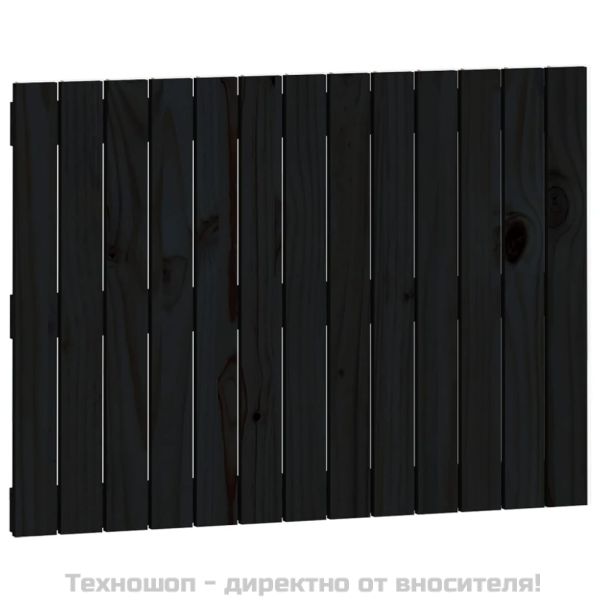 Стенна табла за спалня, черна, 82,5x3x60 см, борово дърво масив