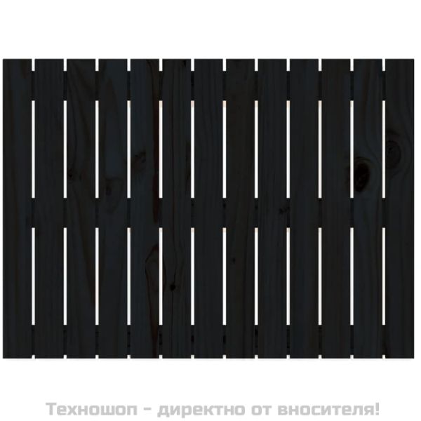 Стенна табла за спалня, черна, 82,5x3x60 см, борово дърво масив