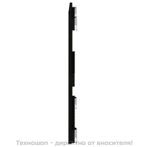 Стенна табла за спалня, черна, 82,5x3x60 см, борово дърво масив