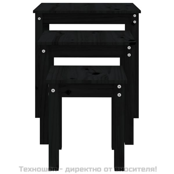 Стифиращи маси, 3 бр, черни, бор масив