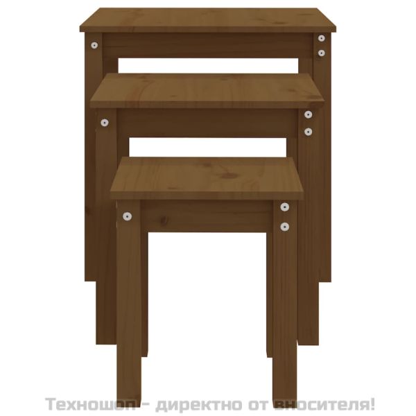Стифиращи маси, 3 бр, меденокафяви, бор масив