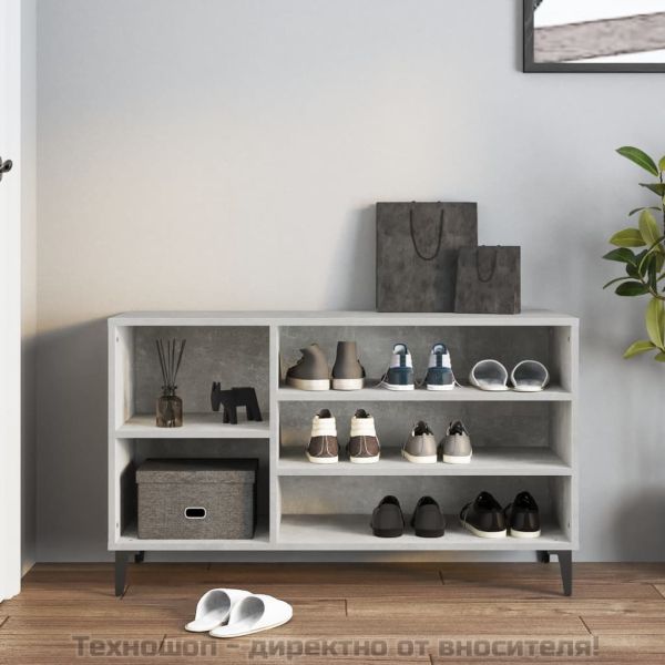 Шкаф за обувки, бетонно сив, 102x36x60 см, инженерно дърво