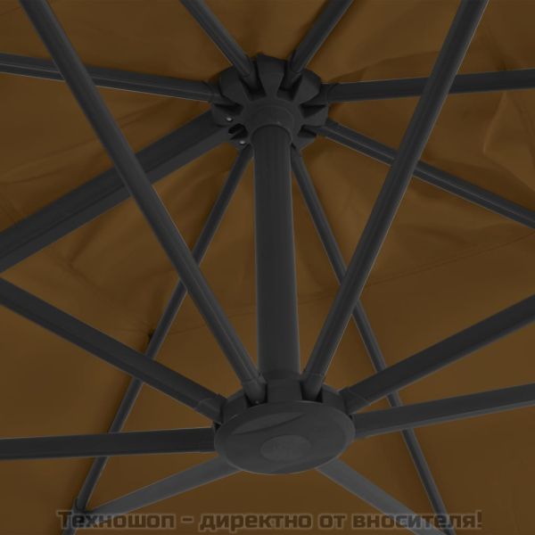 Конзолен градински чадър с алуминиев прът, 300x300 см, таупе