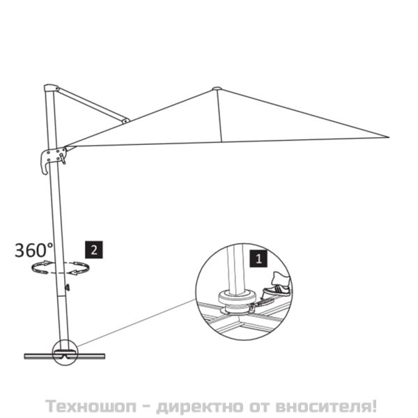 Конзолен градински чадър с алуминиев прът, 300x300 см, таупе