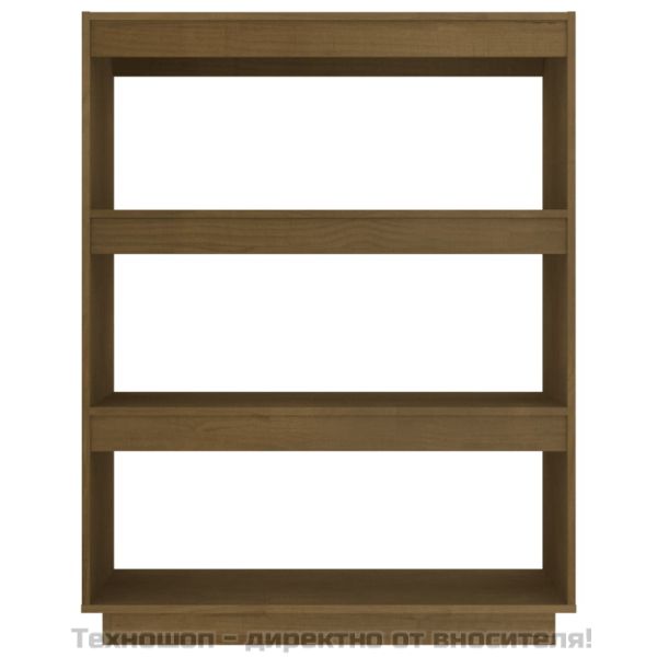 Библиотека/разделител за стая, меденокафява, 80x35x103 см, бор