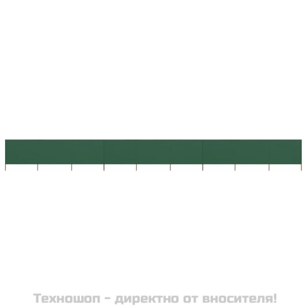 Параван против вятър от 9 панела, текстил, 1200x120 см, зелен