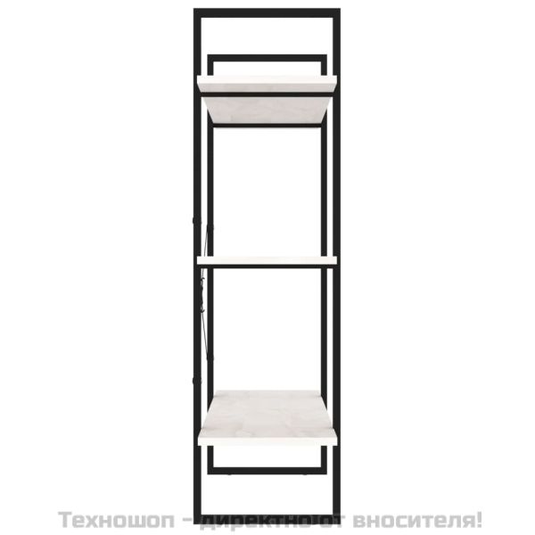 3-етажна библиотека, бяла, 100x30x105 см, борово дърво масив