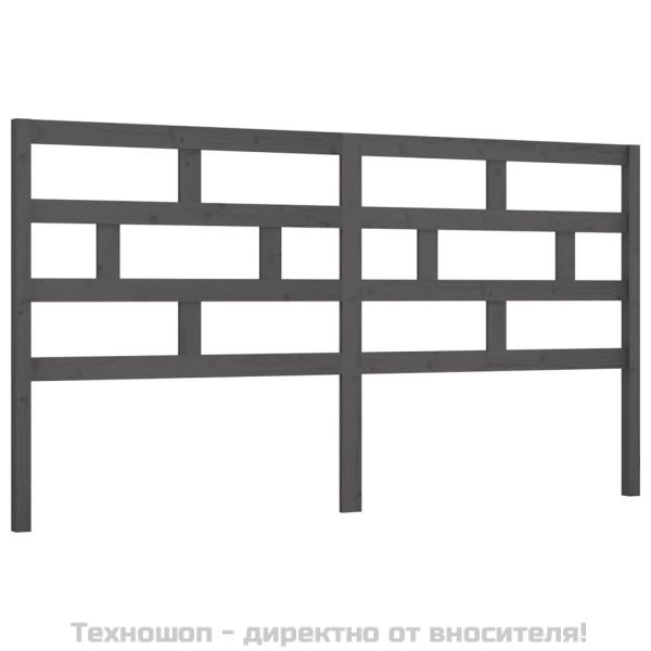 Горна табла за легло, сива, 186x4x100 см, бор масив