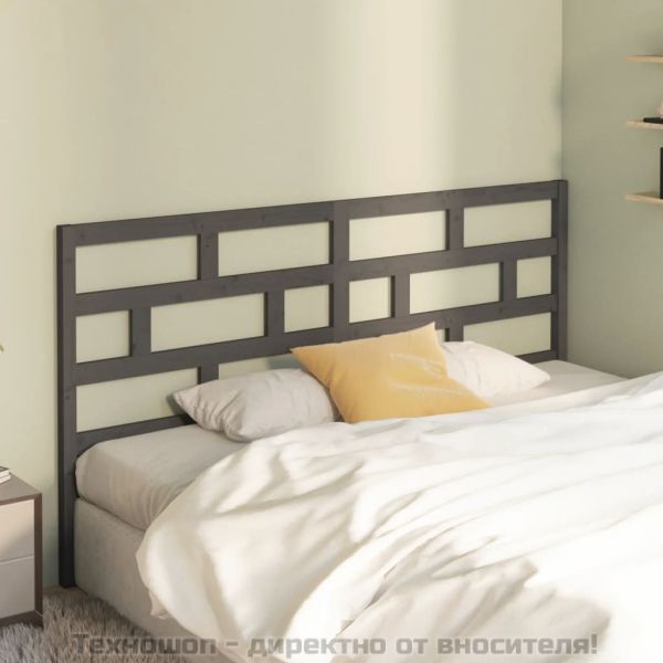 Горна табла за легло, сива, 186x4x100 см, бор масив