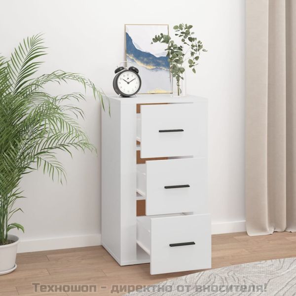 Сайдборд, бял, 40x33x70 см, инженерно дърво