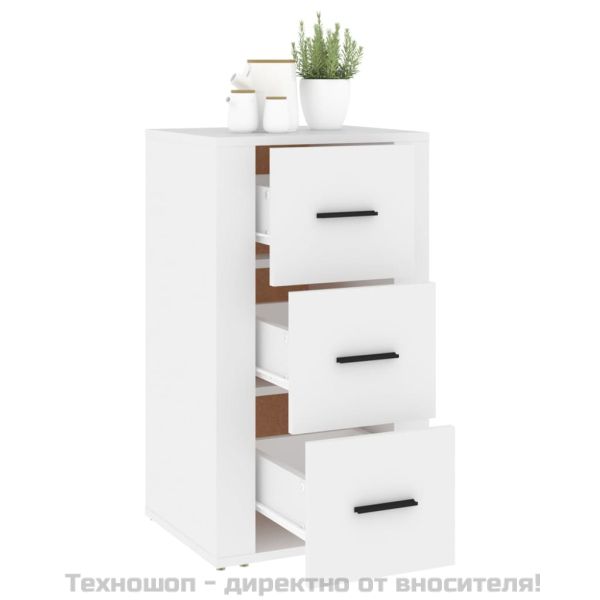 Сайдборд, бял, 40x33x70 см, инженерно дърво