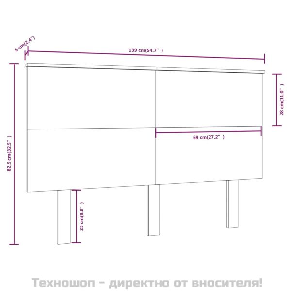 Горна табла за легло, меденокафява, 139x6x82,5 см, бор масив