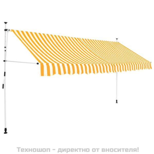 Ръчно прибиращ се сенник, 350 см, оранжеви и бели ивици