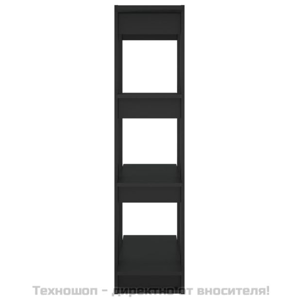 Библиотека/разделител за стая, черна, 80x30x123,5 см
