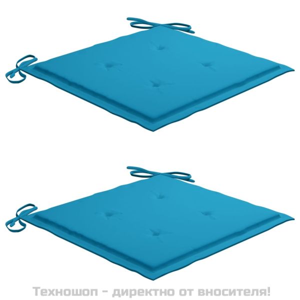 Възглавници за столове 2 бр сини 50x50x4 см Оксфорд плат