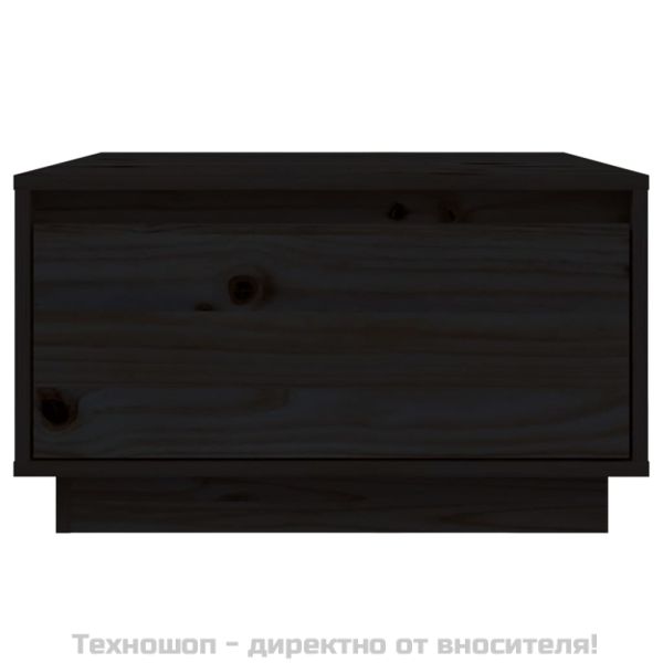 Кафе маса, черна, 55x56x32 см, борово дърво масив