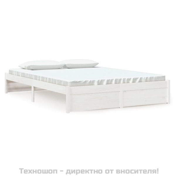 Рамка за легло, бяла, дърво масив, 150x200 cм, King Size