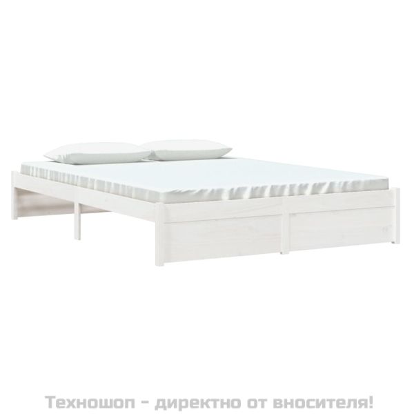 Рамка за легло, бяла, дърво масив, 150x200 cм, King Size