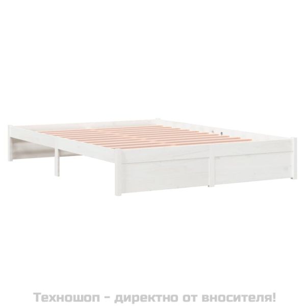 Рамка за легло, бяла, дърво масив, 150x200 cм, King Size