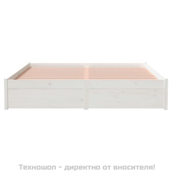 Рамка за легло, бяла, дърво масив, 150x200 cм, King Size