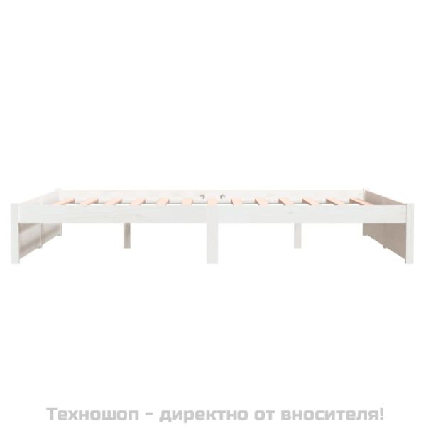 Рамка за легло, бяла, дърво масив, 150x200 cм, King Size