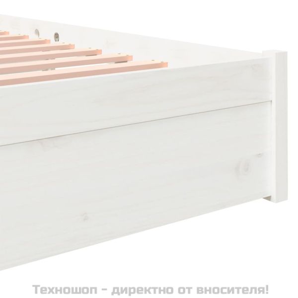 Рамка за легло, бяла, дърво масив, 150x200 cм, King Size