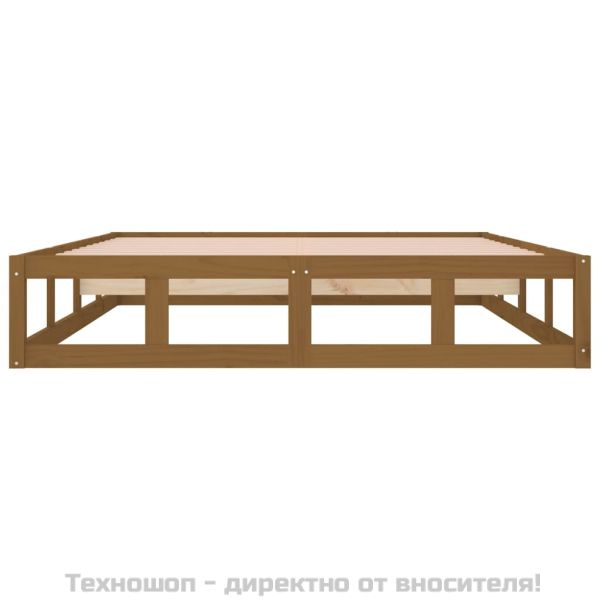 Рамка за легло, меденокафява, масивно дърво, 200x200 см