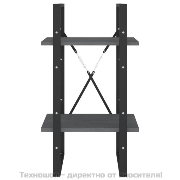 2-етажна библиотека, сива, 40x30x70 см, борово дърво масив