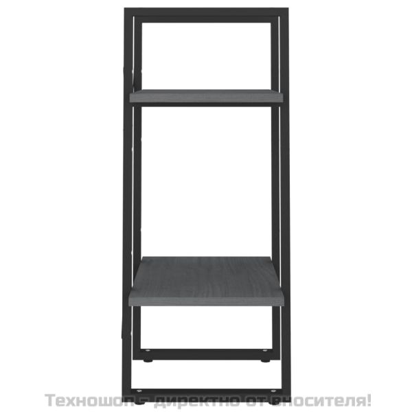 2-етажна библиотека, сива, 40x30x70 см, борово дърво масив