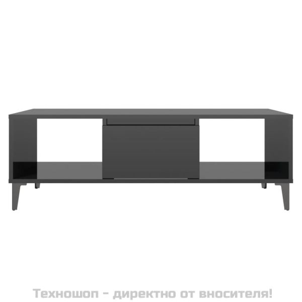 Маса за кафе, черен гланц, 103,5x60x35 см, инженерно дърво